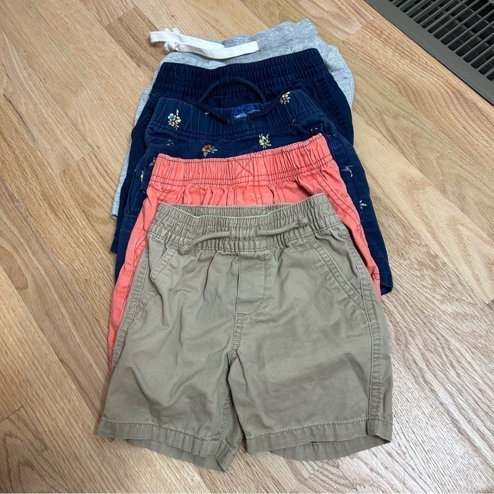 2T Shorts Bundle Lot Carter’s Garanimals Peach Blue Tan Hawaiian Floral Boys Kid